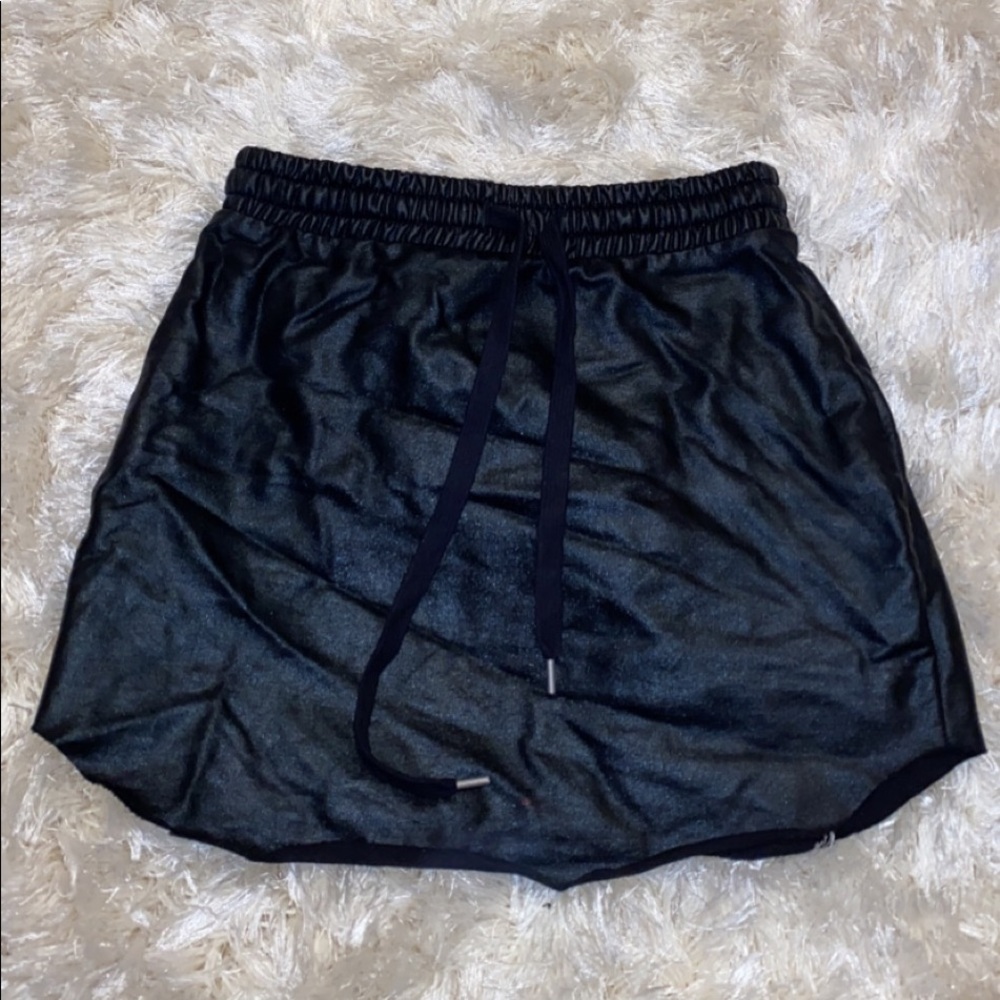 Drawstring leather skirt